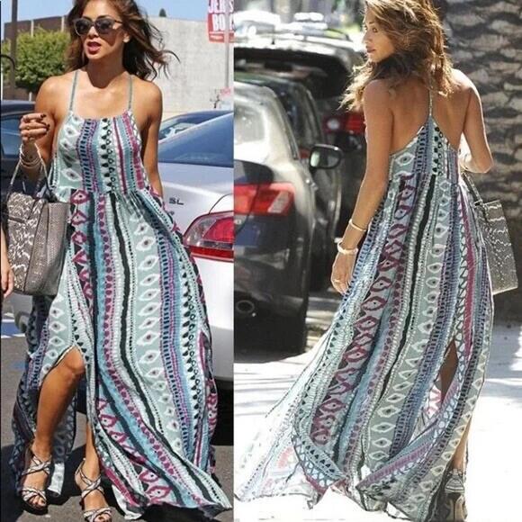 Somedays Lovin Women’s Size XS Blue Multi Liar Liar Printed Casual Maxi Dress - Picture 12 of 12